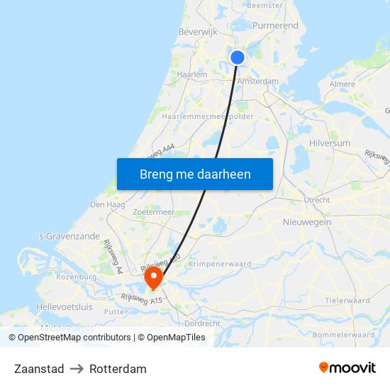 Zaanstad to Rotterdam map