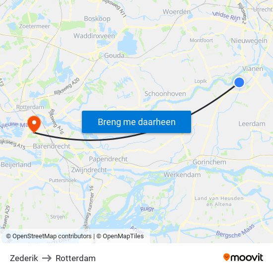 Zederik to Rotterdam map