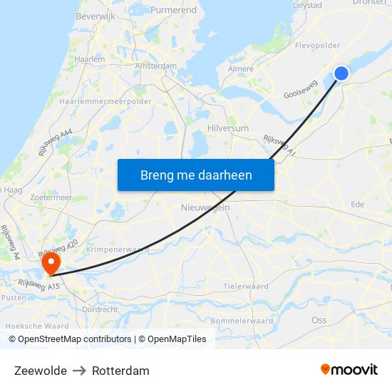 Zeewolde to Rotterdam map