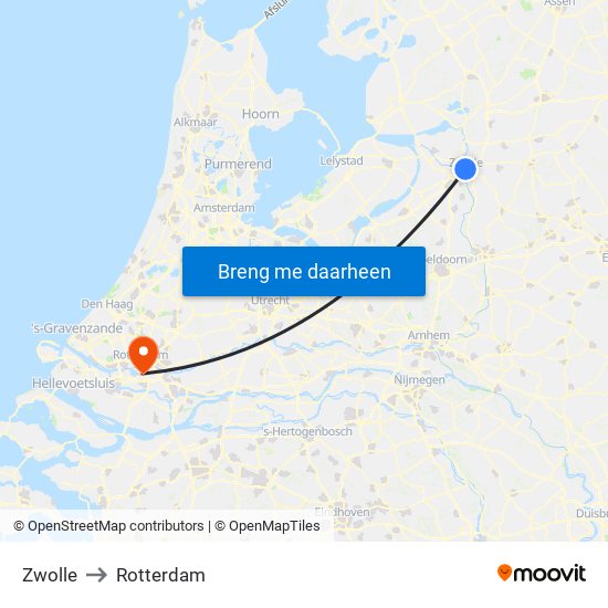 Zwolle to Rotterdam map