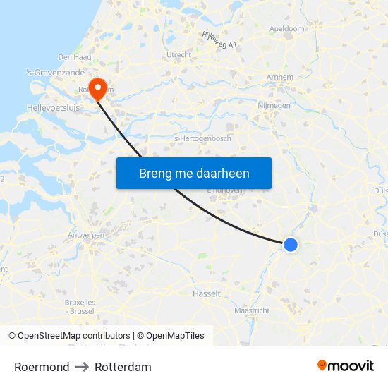 Roermond to Rotterdam map