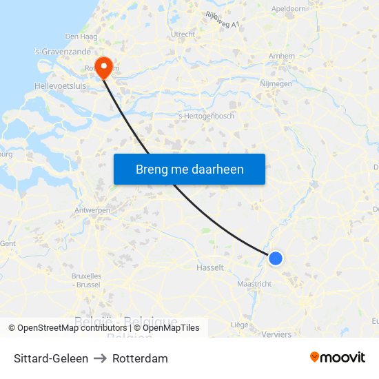 Sittard-Geleen to Rotterdam map