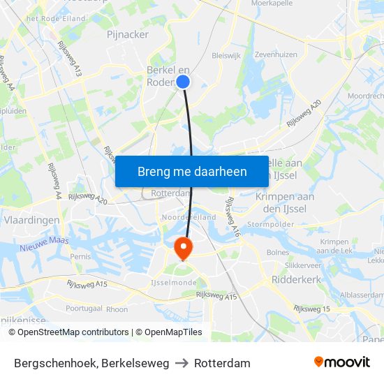Bergschenhoek, Berkelseweg to Rotterdam map