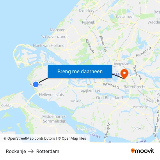 Rockanje to Rotterdam map