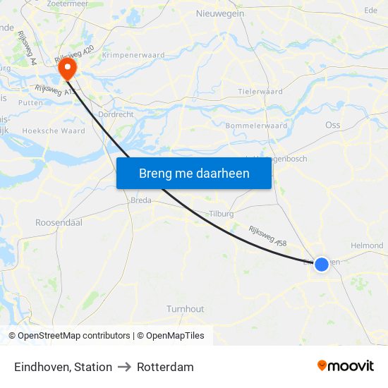 Eindhoven, Station to Rotterdam map