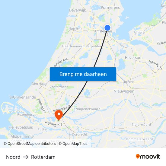 Noord to Rotterdam map