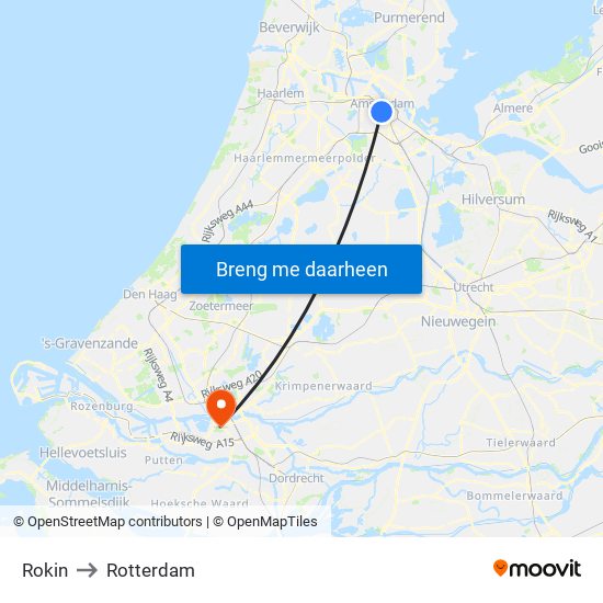 Rokin to Rotterdam map