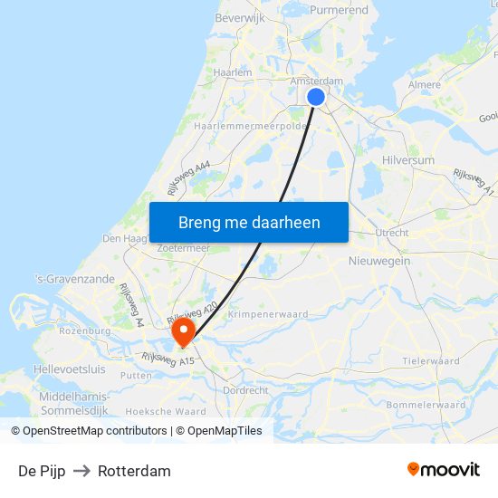 De Pijp to Rotterdam map