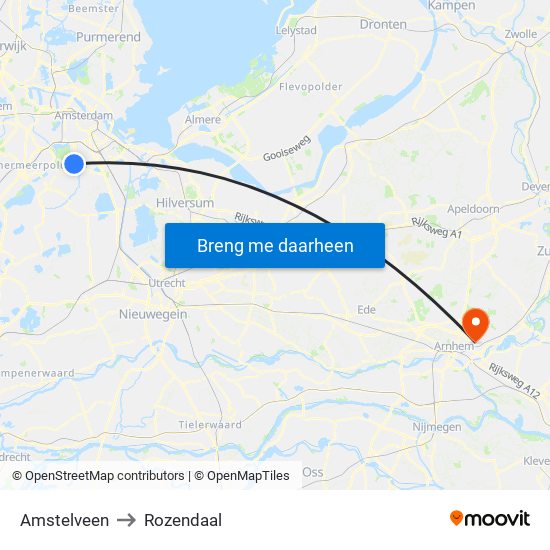 Amstelveen to Rozendaal map