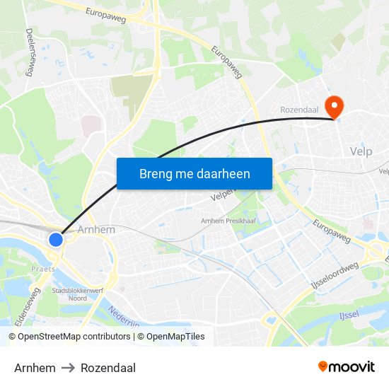 Arnhem to Rozendaal map