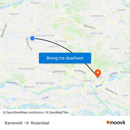 Barneveld to Rozendaal map