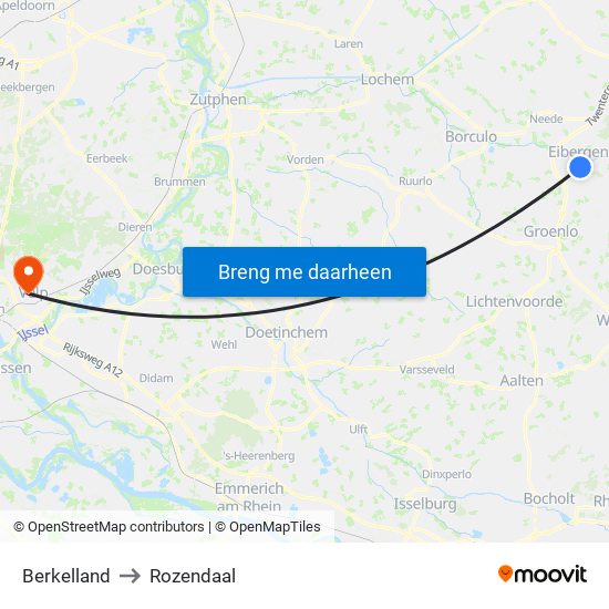 Berkelland to Rozendaal map