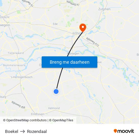 Boekel to Rozendaal map