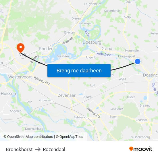 Bronckhorst to Rozendaal map