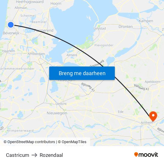 Castricum to Rozendaal map