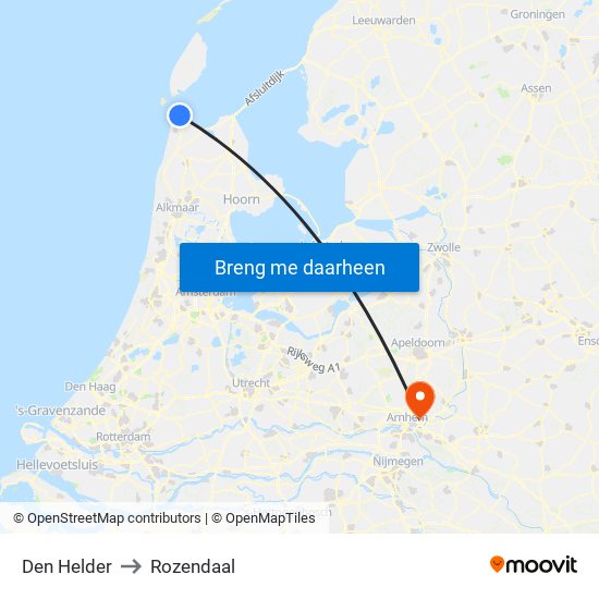 Den Helder to Rozendaal map