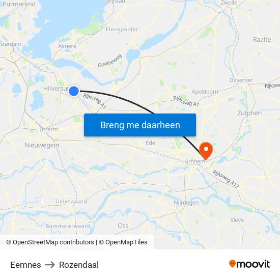 Eemnes to Rozendaal map