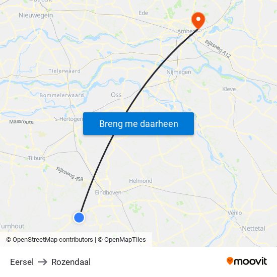 Eersel to Rozendaal map