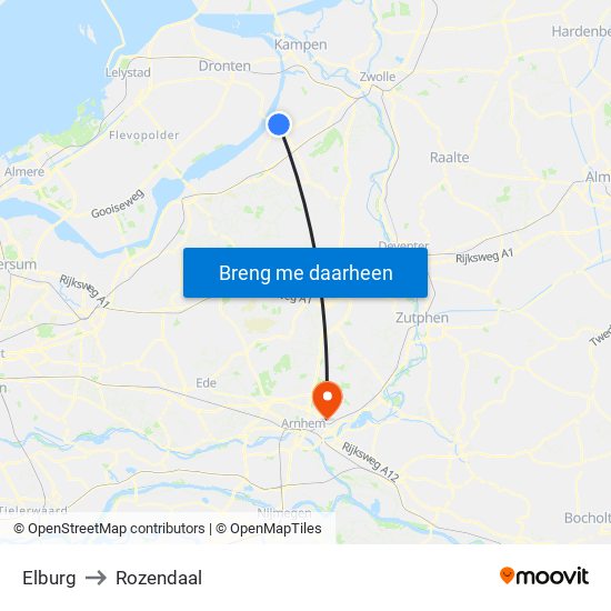 Elburg to Rozendaal map