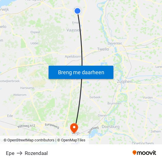 Epe to Rozendaal map