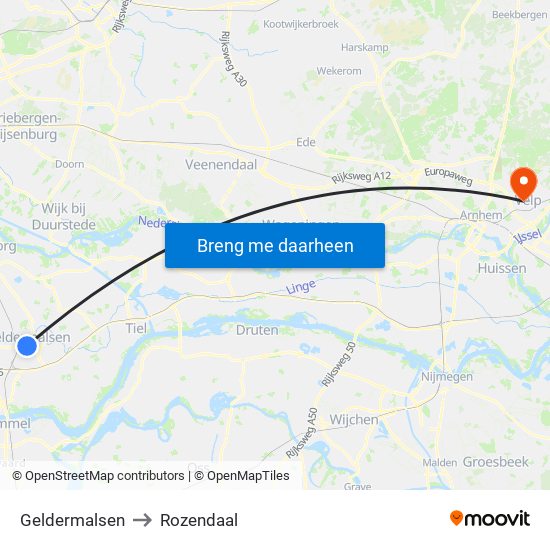 Geldermalsen to Rozendaal map