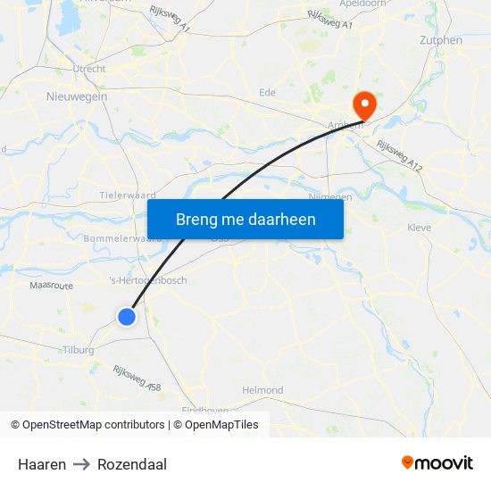 Haaren to Rozendaal map