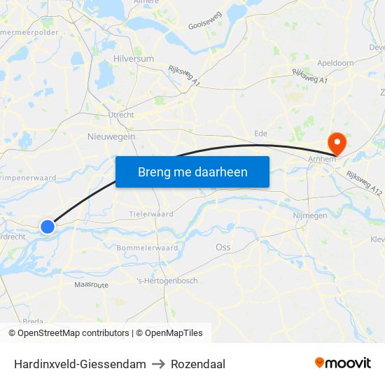 Hardinxveld-Giessendam to Rozendaal map