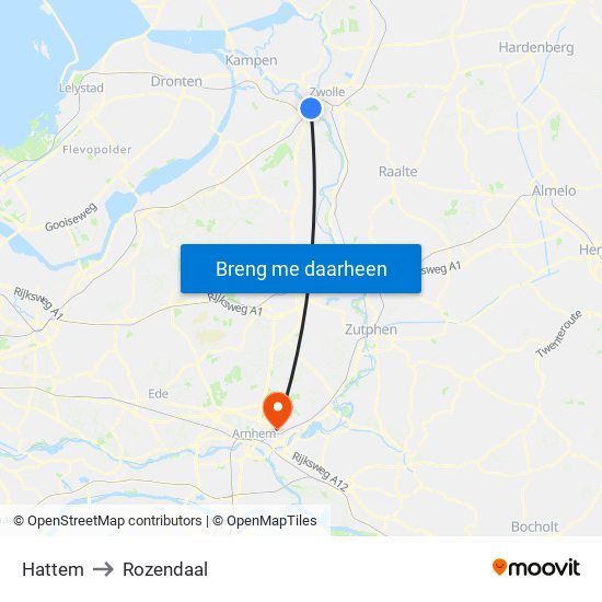 Hattem to Rozendaal map