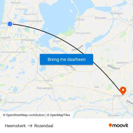 Heemskerk to Rozendaal map