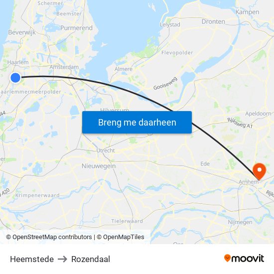 Heemstede to Rozendaal map