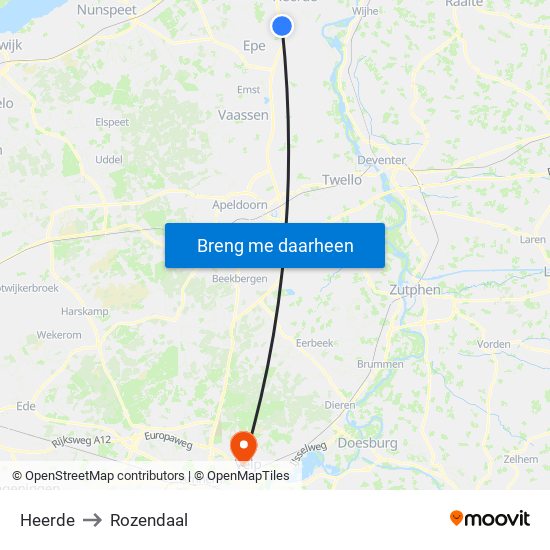 Heerde to Rozendaal map