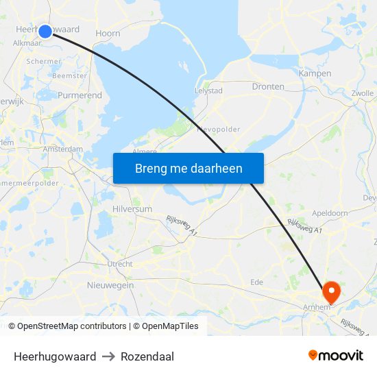 Heerhugowaard to Rozendaal map