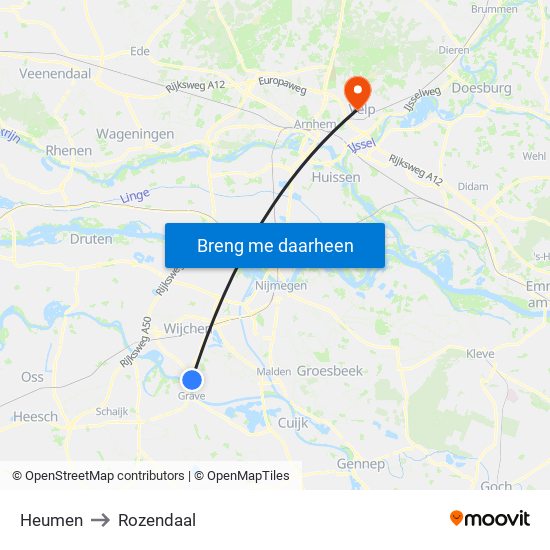 Heumen to Rozendaal map