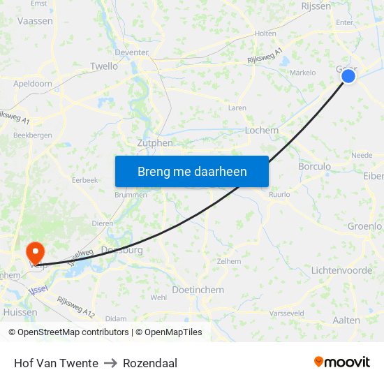Hof Van Twente to Rozendaal map