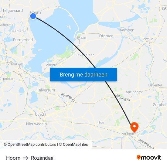 Hoorn to Rozendaal map