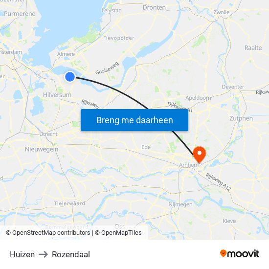 Huizen to Rozendaal map