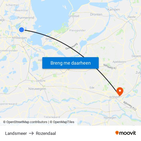 Landsmeer to Rozendaal map