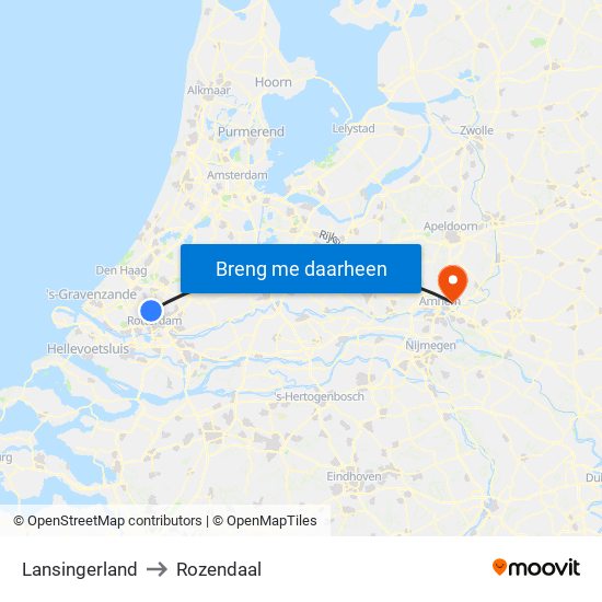 Lansingerland to Rozendaal map