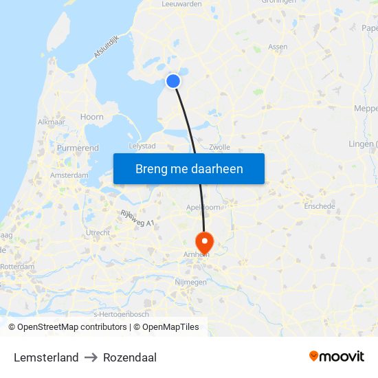 Lemsterland to Rozendaal map