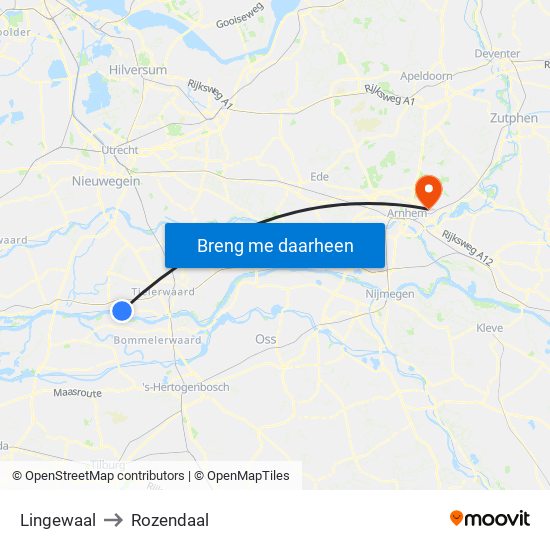 Lingewaal to Rozendaal map