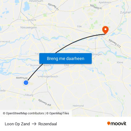 Loon Op Zand to Rozendaal map