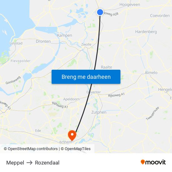 Meppel to Rozendaal map