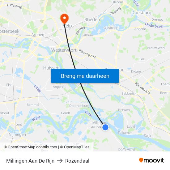 Millingen Aan De Rijn to Rozendaal map