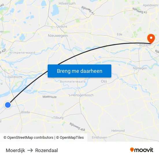 Moerdijk to Rozendaal map