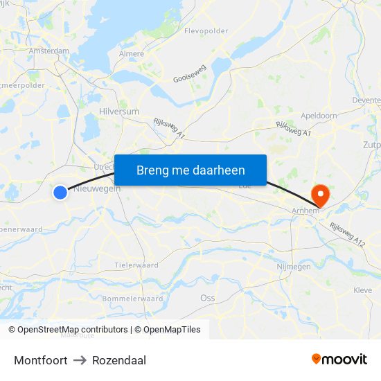 Montfoort to Rozendaal map