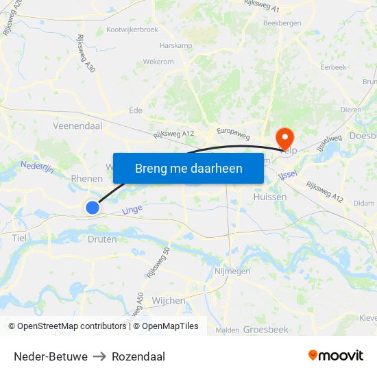 Neder-Betuwe to Rozendaal map