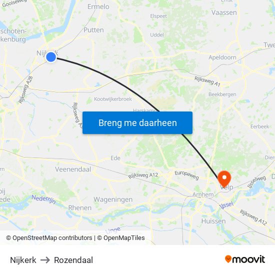 Nijkerk to Rozendaal map