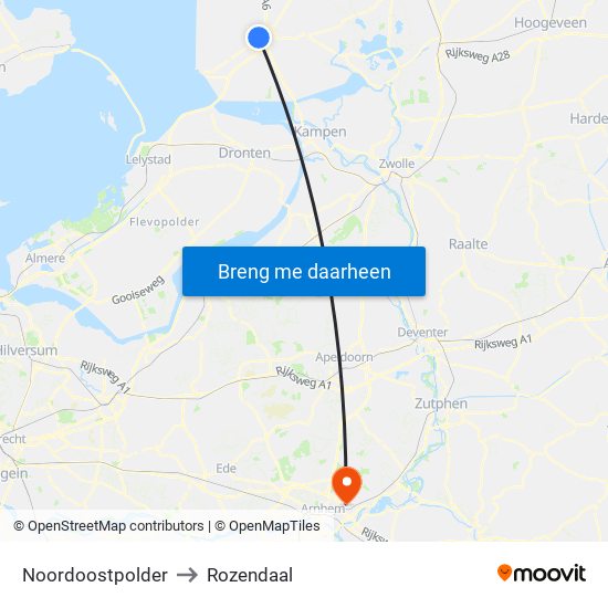 Noordoostpolder to Rozendaal map