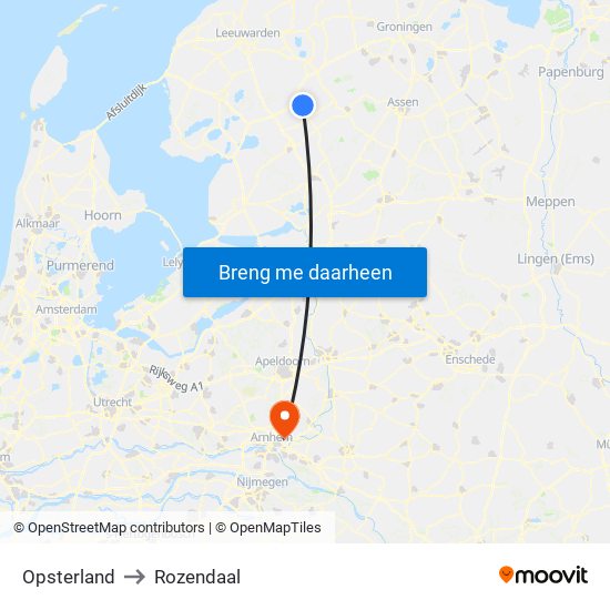 Opsterland to Rozendaal map