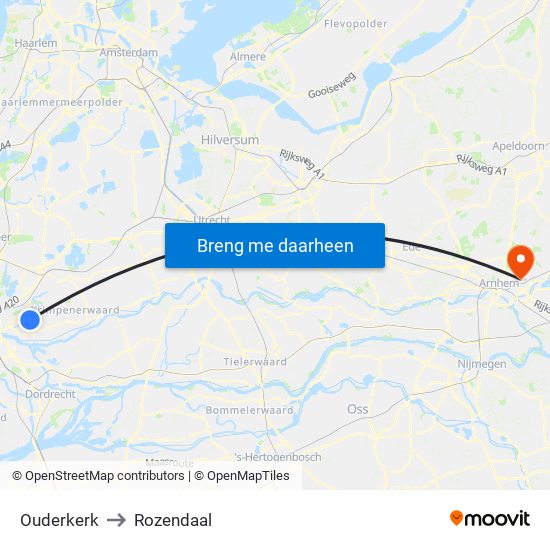 Ouderkerk to Rozendaal map